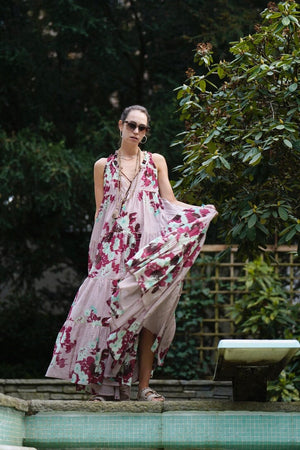 YVONNE S Maxi Hippy Dress "Rose" Flower ohne Arm