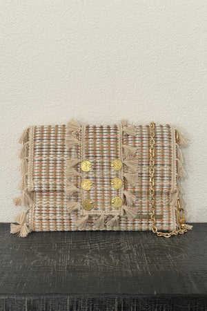 KOORELOO  Crossbodytasche "Raffia" sand/army