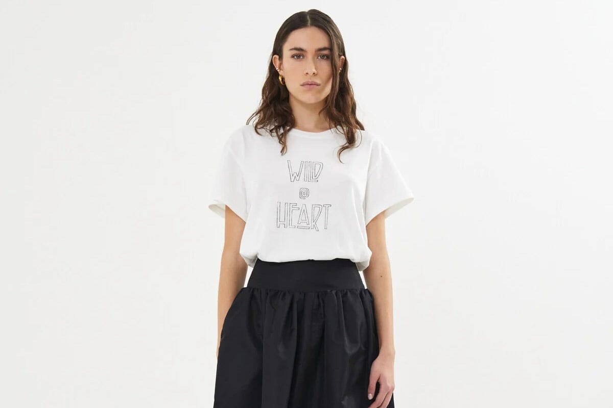 RABENS SALONER T-Shirt "Wild@Heart" offwhite