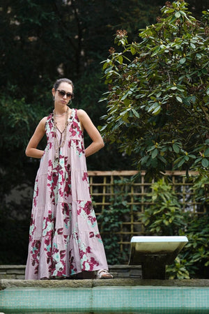 YVONNE S Maxi Hippy Dress "Rose" Flower ohne Arm