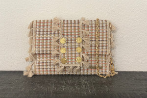 KOORELOO  Crossbodytasche "Raffia" sand/army