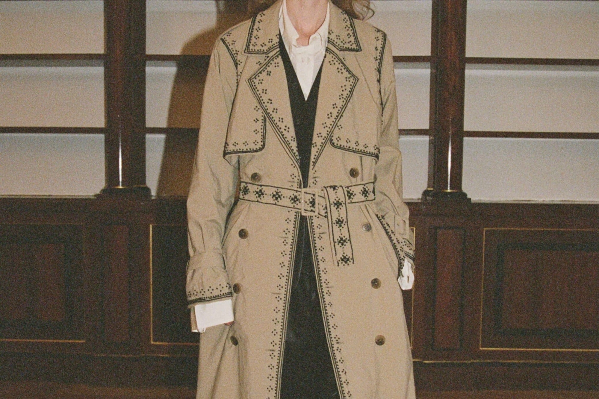 SEA NEW YORK Trench-Coat "MILLE" beaded sand