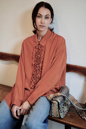 MOMONI Viscosebluse "BILANCIA" burnt orange