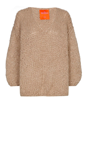 ANNA C.F.  handgestrickter Pullover in Cashmere blend sand